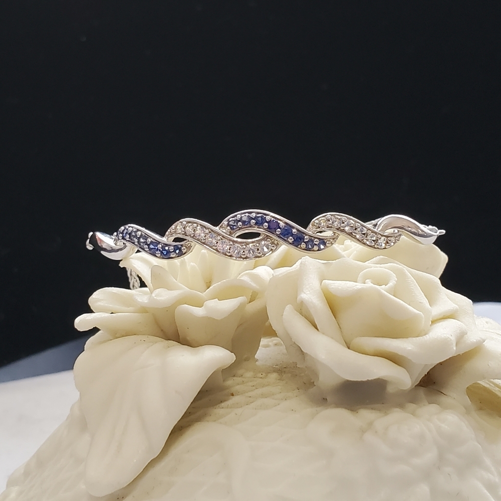 Sterling Sapphire Bolo Bracelet  (Fits up to 8 1/4” Wrist) - Picture 3 of 16